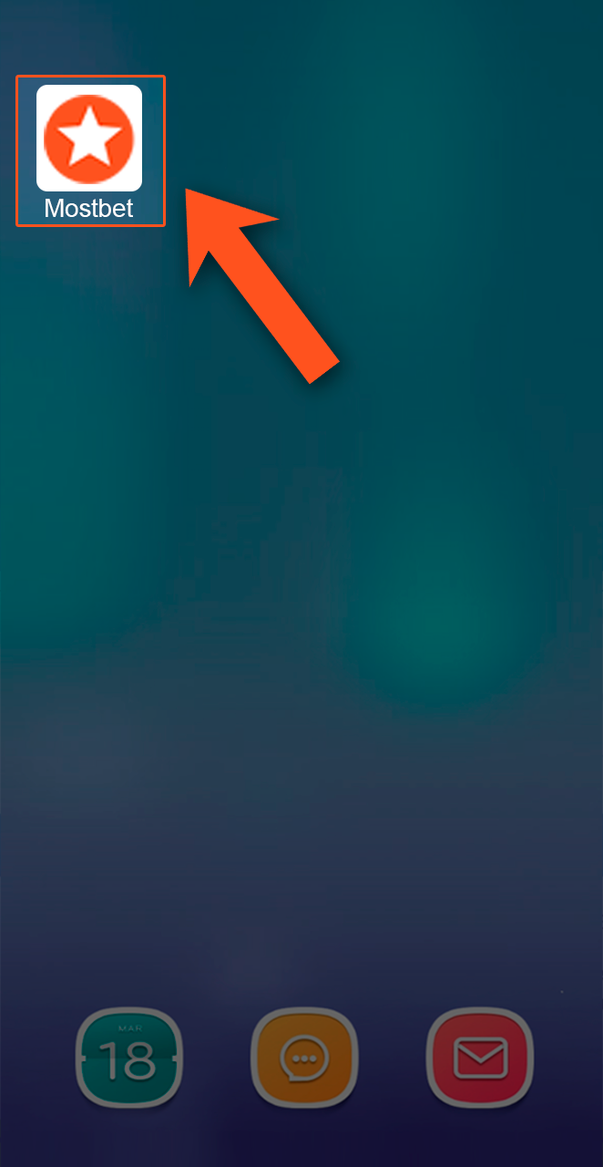 Encontre o aplicativo Mostbet na tela inicial do seu smartphone.