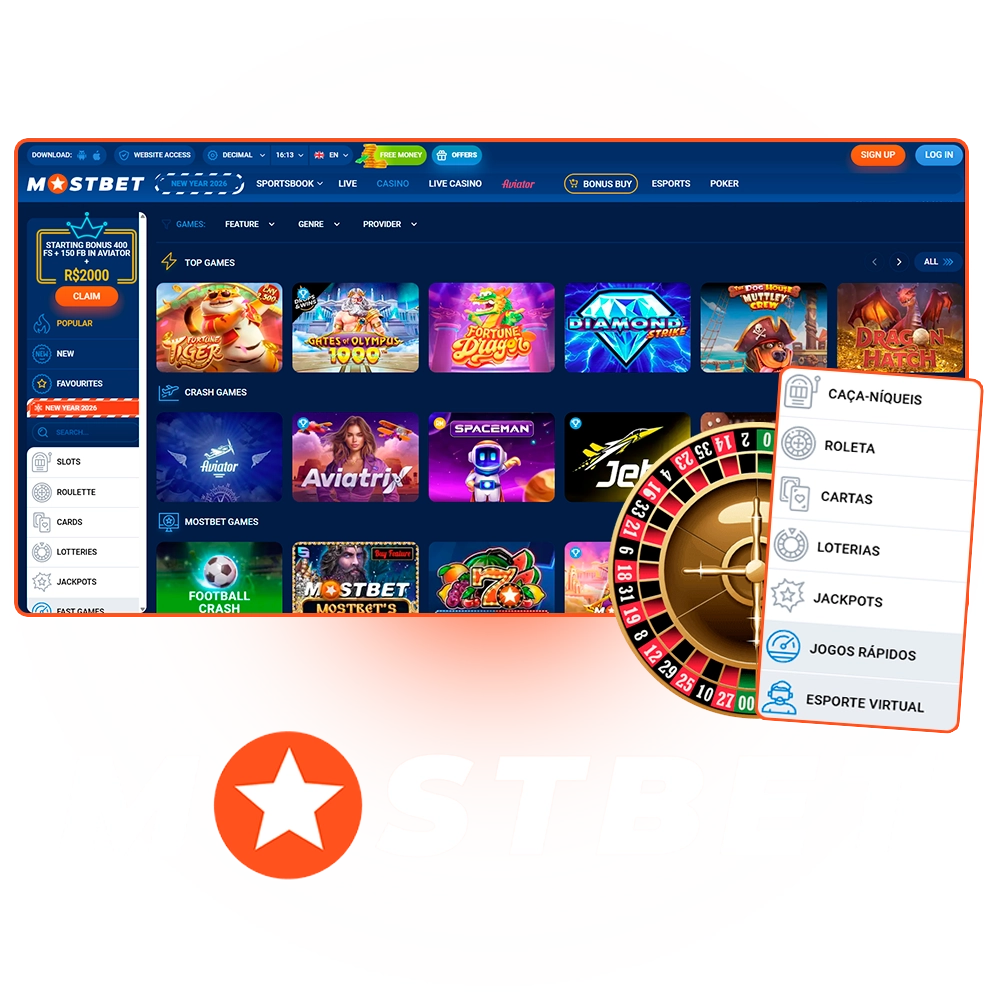 Tente a sua sorte nas apostas de cassino com a Mostbet.