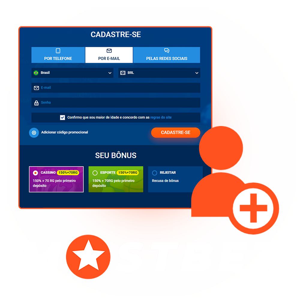 Crie uma conta pessoal para começar a apostar na Mostbet.