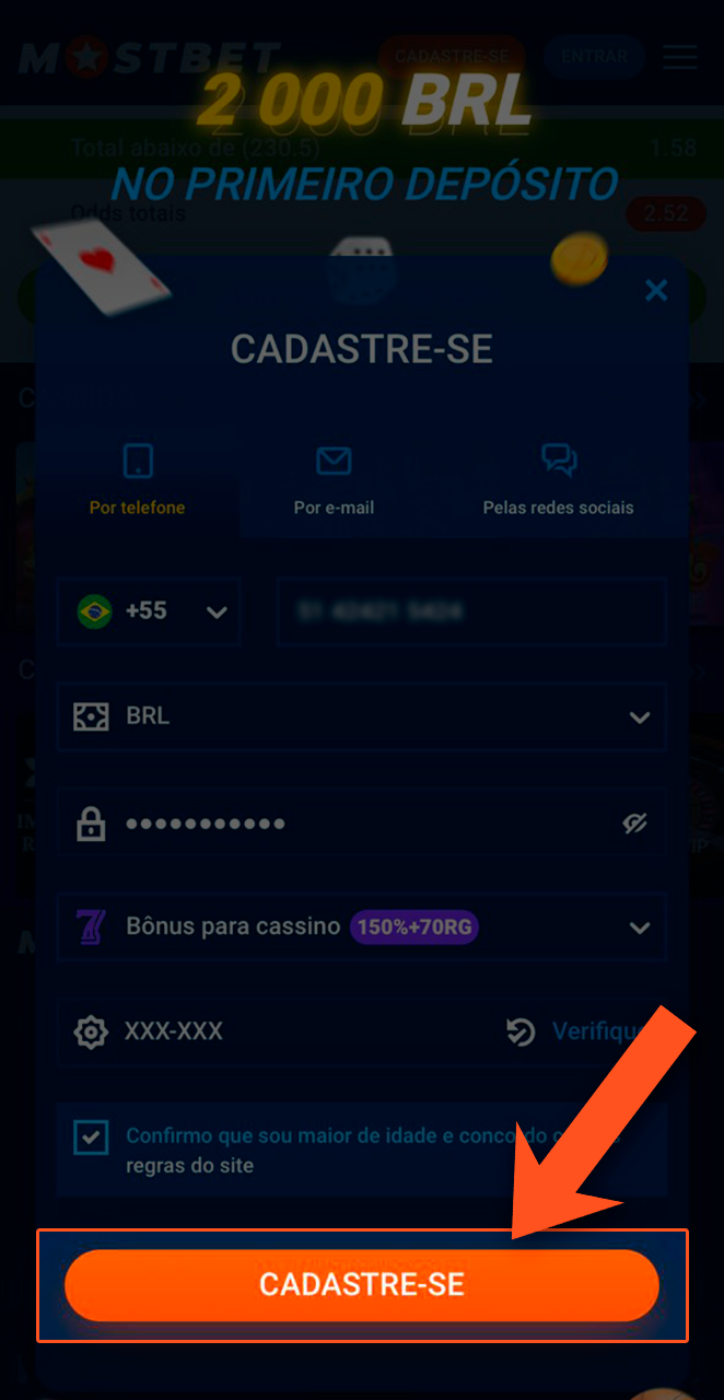 Confira essas informações e confirme seu cadastro na Mostbet.
