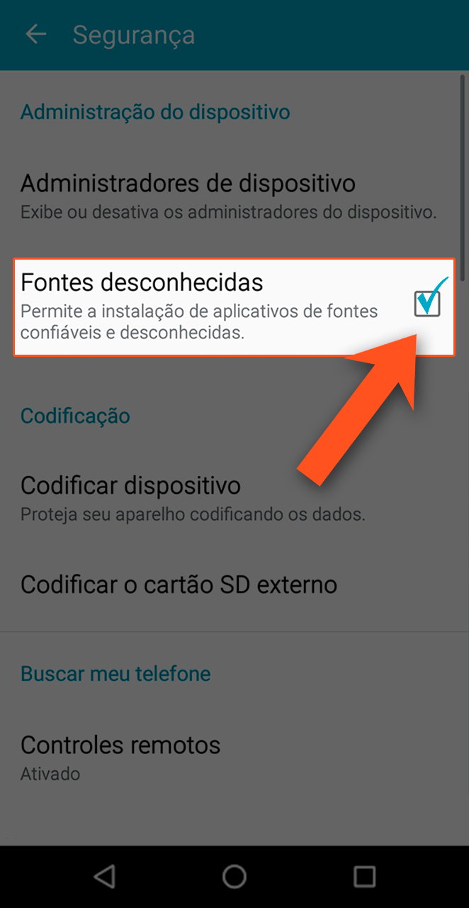 Acesse as configurações e permita a instalação de fontes desconhecidas do Mostbet.