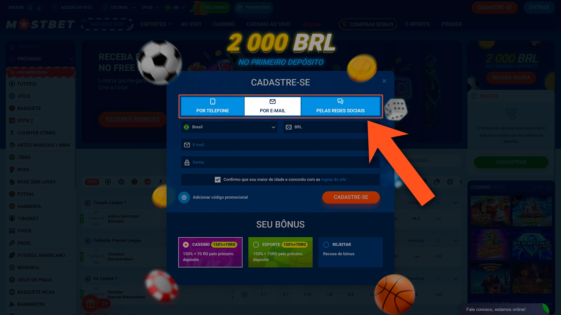 A Mostbet oferece diversas opções para cadastro instantâneo.